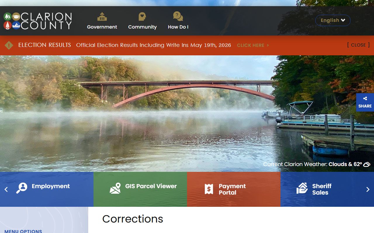 Clarion County inmate population corrections page for Clarion County Jail