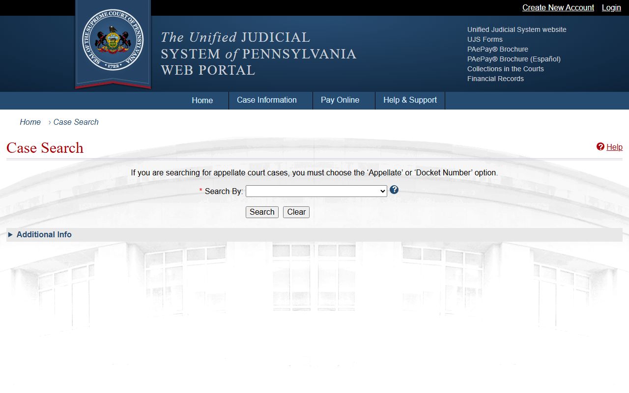 Clarion County court records after jail arrest UJS Case Search portal